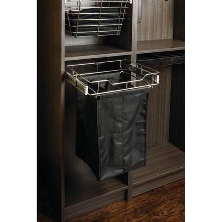 Hardware Resources Dark Bronze 18" Deep Pullout Canvas Hamper with Removable Laundry Bag POHS-18ORB